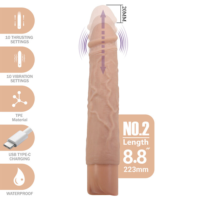 PRETTY LOVE - KESSLER REALISTISCHER VIBRATIONSDILDO MIT 10 VIBRATIONSMODI UND 10 STÖSSEN, 22 CM NATÜRLICH