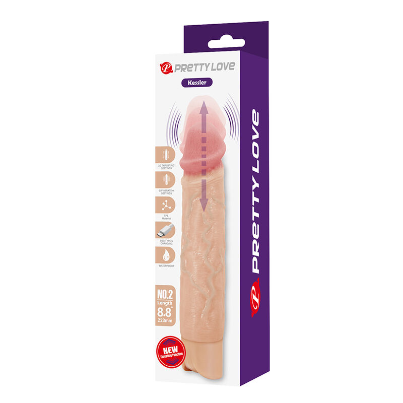 PRETTY LOVE - KESSLER REALISTISCHER VIBRATIONSDILDO MIT 10 VIBRATIONSMODI UND 10 STÖSSEN, 22 CM NATÜRLICH – Bild 7