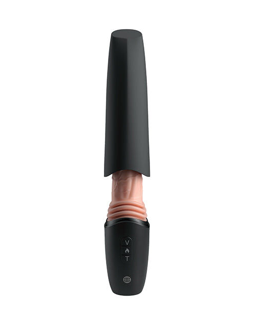 KING COCK PLUS – STOSSENDER SILIKON-DILDO MIT GASHEBEL, VIBRATIONSFUNKTION UND WÄRMELICHT, 12.7 CM – Bild 4