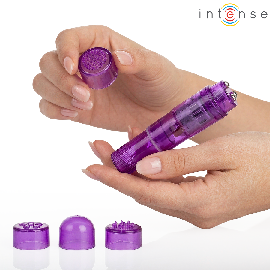 INTENSE - KURT MINI-MASSAGEGERÄT MIT 4 AUSTAUSCHBAREN AUFSÄTZEN, LILA – Bild 4