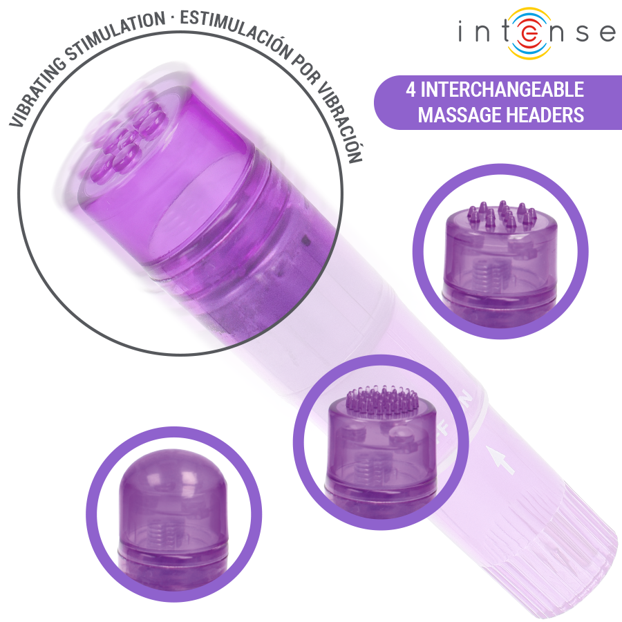INTENSE - KURT MINI-MASSAGEGERÄT MIT 4 AUSTAUSCHBAREN AUFSÄTZEN, LILA – Bild 5
