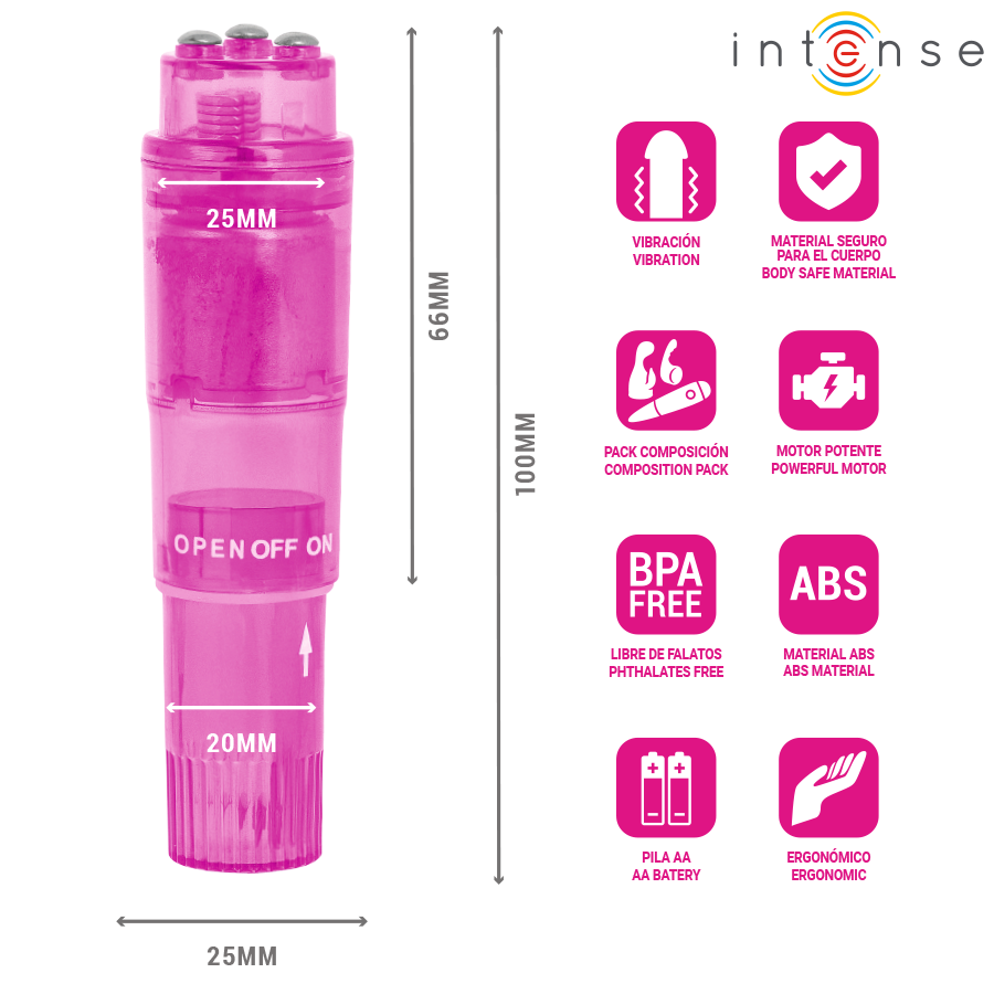 INTENSE - KURT MINI-MASSAGEGERÄT MIT 4 AUSTAUSCHBAREN AUFSÄTZEN PINK – Bild 4