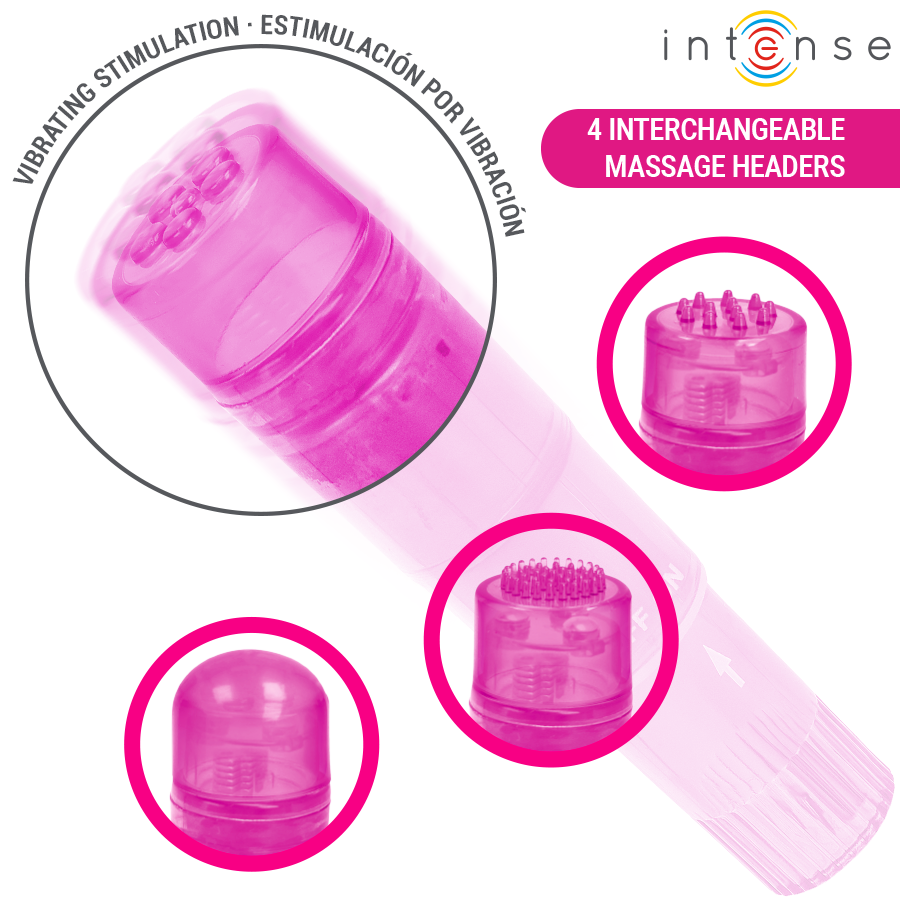 INTENSE - KURT MINI-MASSAGEGERÄT MIT 4 AUSTAUSCHBAREN AUFSÄTZEN PINK – Bild 6