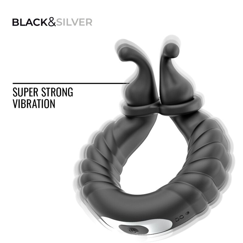BLACK & SILVER - WIEDERAUFLADBARER VIBRATIONSRING FÜR PAARE VON NEO, SCHWARZ – Bild 6