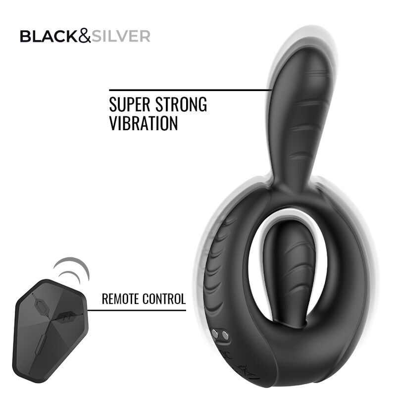 BLACK & SILVER - DECKARD WIEDERAUFLADBARER VIBRATIONSRING MIT FERNBEDIENUNG SCHWARZ – Bild 3