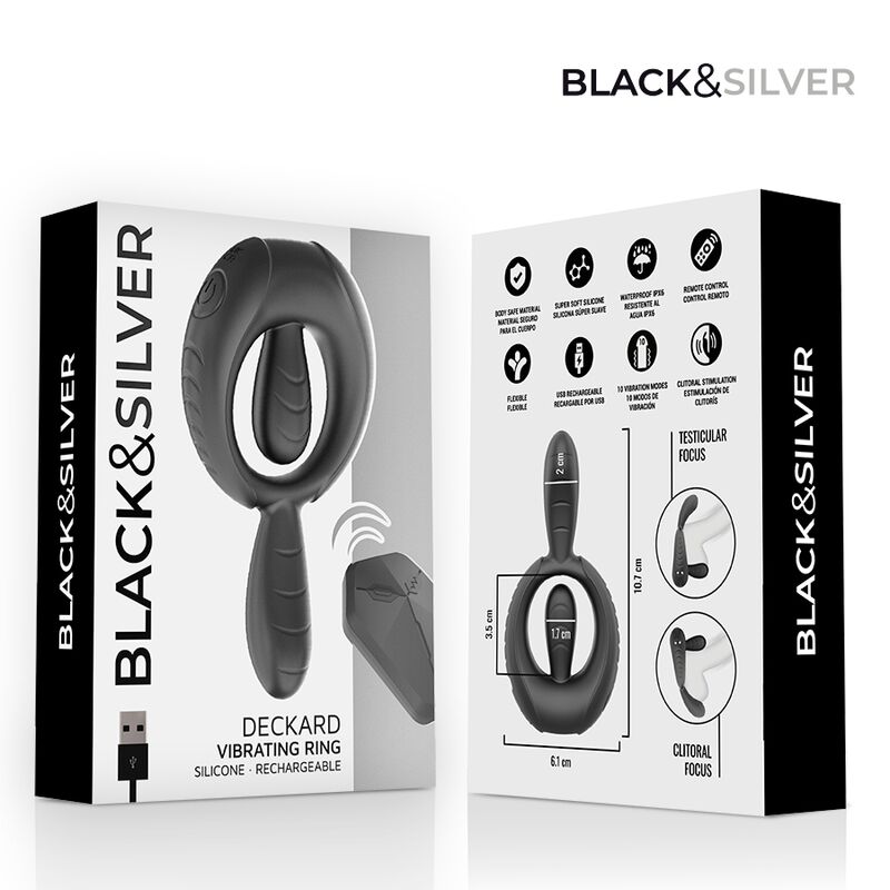 BLACK & SILVER - DECKARD WIEDERAUFLADBARER VIBRATIONSRING MIT FERNBEDIENUNG SCHWARZ – Bild 4