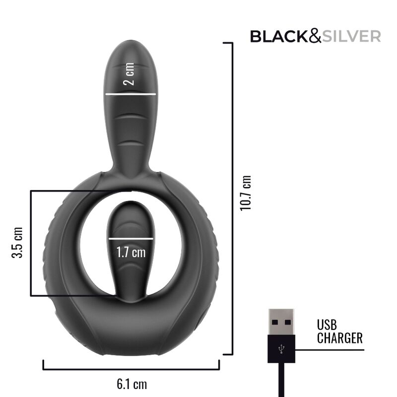 BLACK & SILVER - DECKARD WIEDERAUFLADBARER VIBRATIONSRING MIT FERNBEDIENUNG SCHWARZ – Bild 5