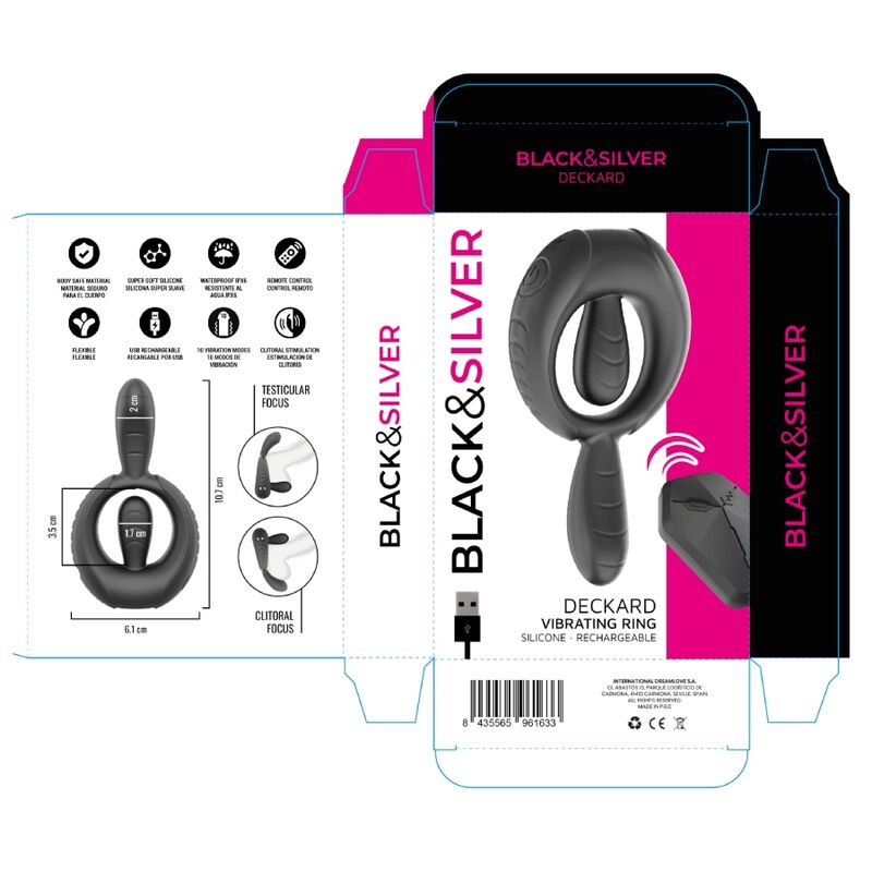 BLACK & SILVER - DECKARD WIEDERAUFLADBARER VIBRATIONSRING MIT FERNBEDIENUNG SCHWARZ – Bild 6