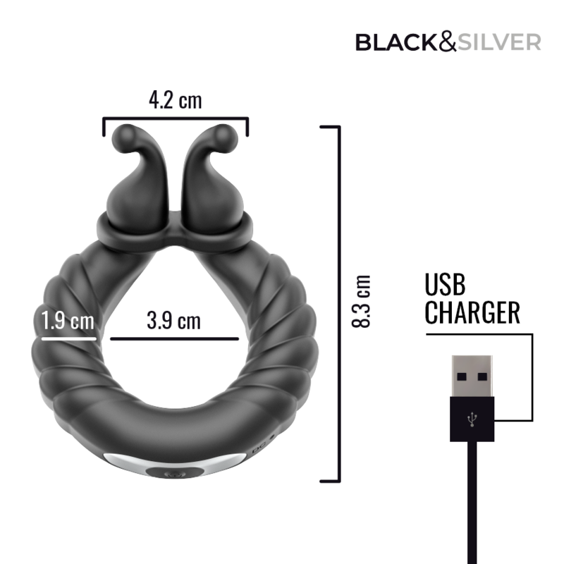 BLACK & SILVER - WIEDERAUFLADBARER VIBRATIONSRING FÜR PAARE VON NEO, SCHWARZ – Bild 5