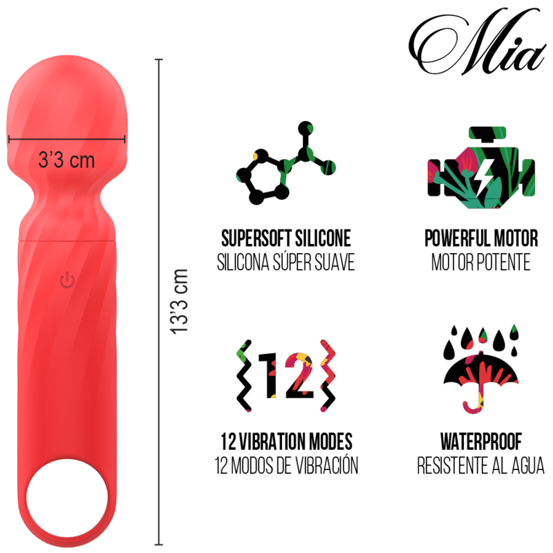 MIA - LUCY ELLEN USB-AUFLADBARER MINI-STÄBCHEN-MASSAGEGERÄT ROT – Bild 4