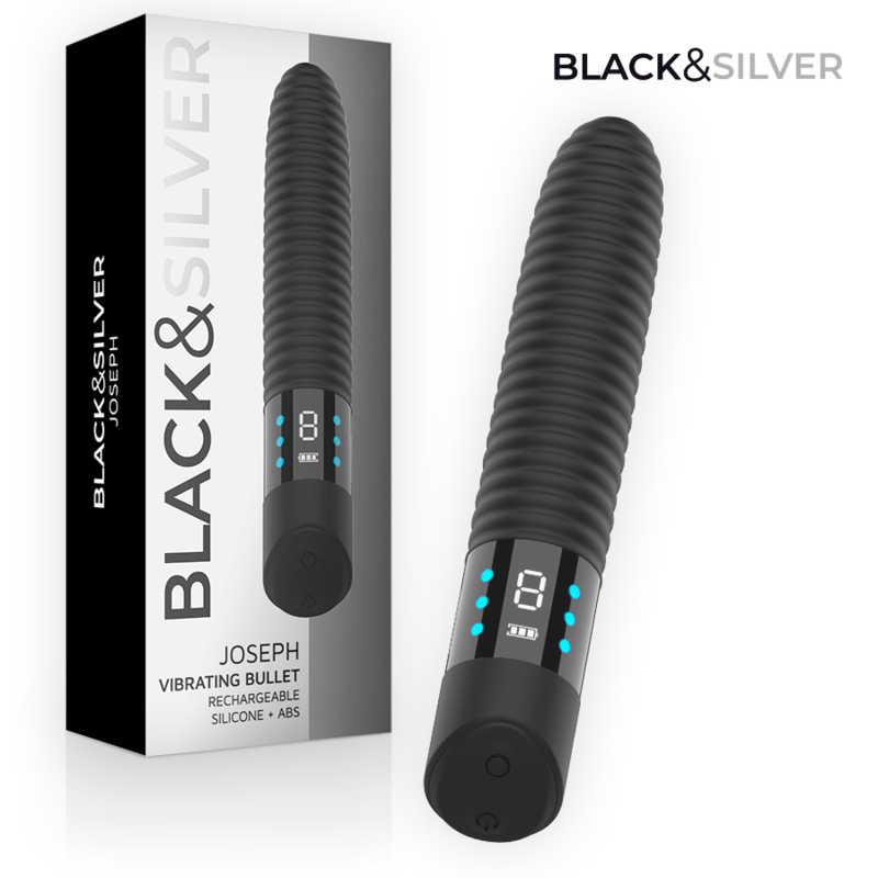 BLACK & SILVER - JOSEPH USB-AUFLADBARER VIBRATOR MIT LED-ANZEIGE SCHWARZ