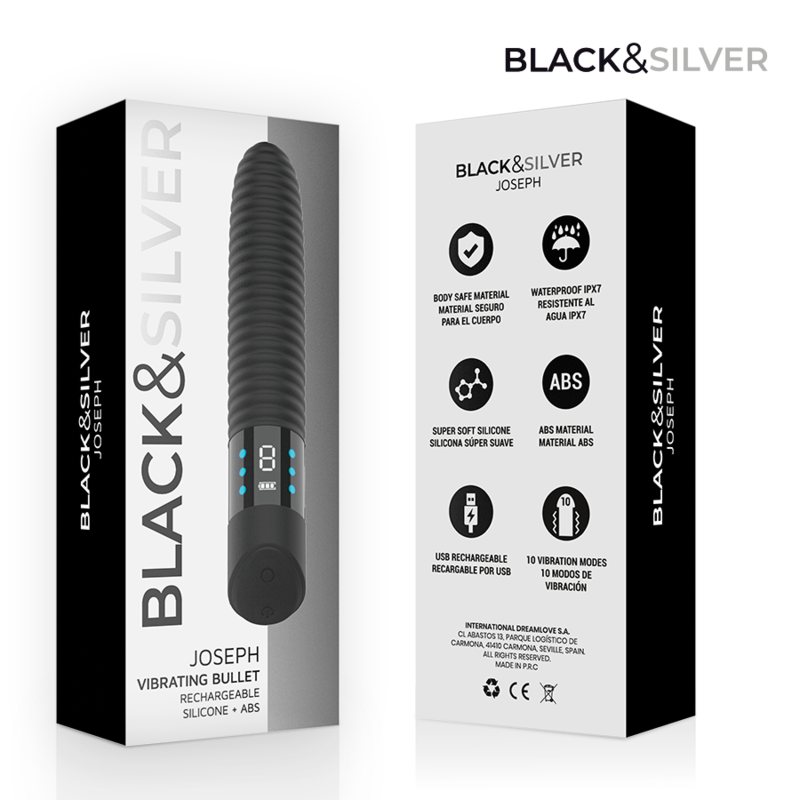 BLACK & SILVER - JOSEPH USB-AUFLADBARER VIBRATOR MIT LED-ANZEIGE SCHWARZ – Bild 5