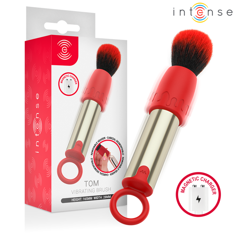 INTENSE - TOM USB-AUFLADBARER VIBRIERENDER MAKE-UP-PINSEL ROT
