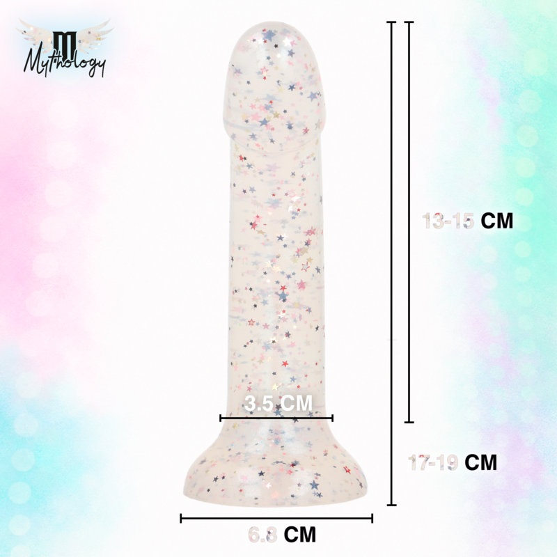 MYTHOLOGY - LYRA 5 DILDO DE SILICONA 17 CM Ø 3,6 CM TRANSPARENTE MOTEADO – Bild 5