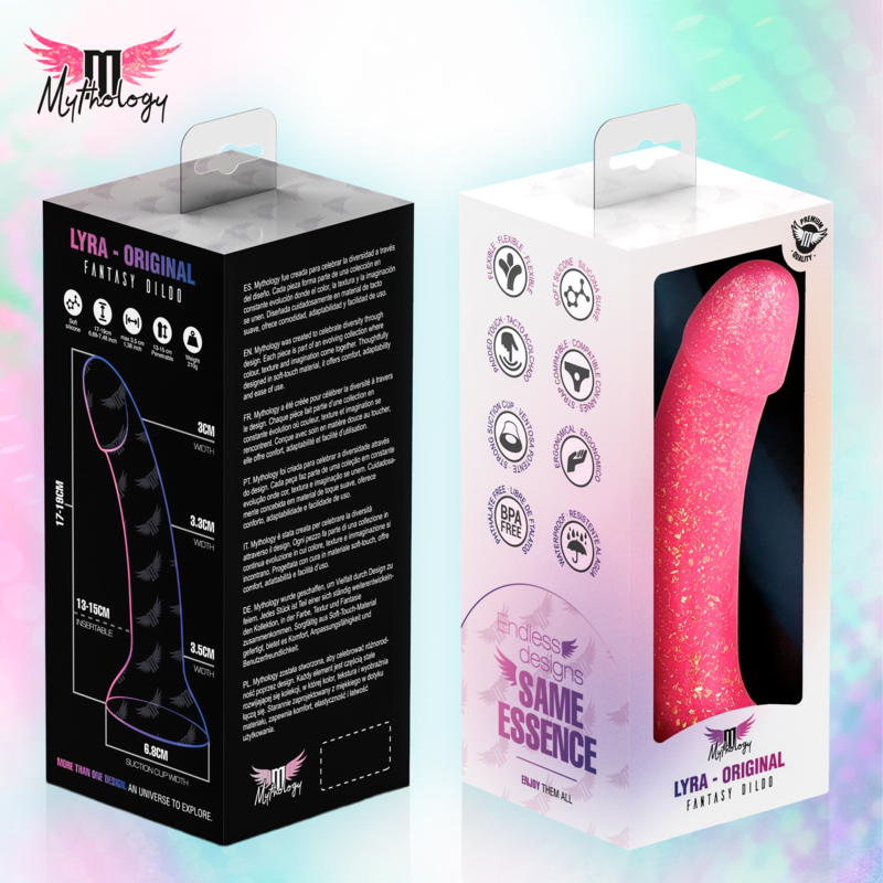 MYTHOLOGY - LYRA 7 SILIKONDILDO 17 CM Ø 3,6 CM ROSA GOLD GESPRENGT – Bild 6