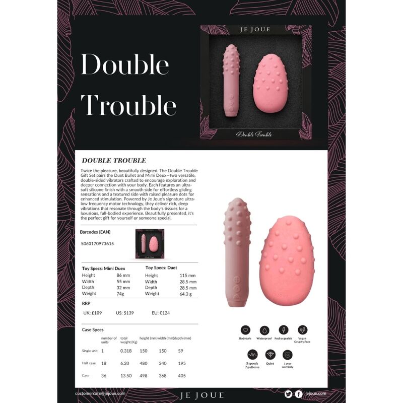 JE JOUE - DOUBLE TROUBLE SET WIEDERAUFLADBARER VIBRATOREN – Bild 7