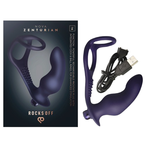 ROCKS-OFF - NOVA ZENTURIAN VIBRIERENDER PROSTATAPULVER MIT RINGEN, 16 MODI, DUNKELBLAU – Bild 9