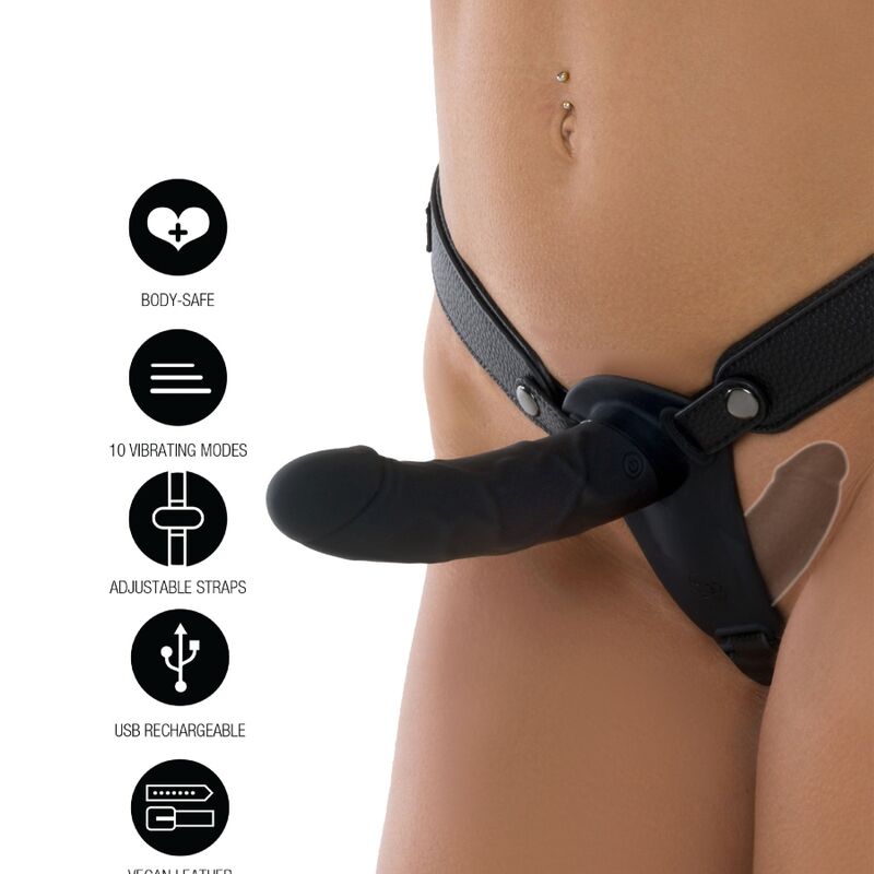 HIDDEN DESIRE - INFERNO-GURT MIT 14 CM CM SILIKON-DOPPELVIBRATIONSDILDO UND FERNBEDIENUNG SCHWARZ – Bild 8