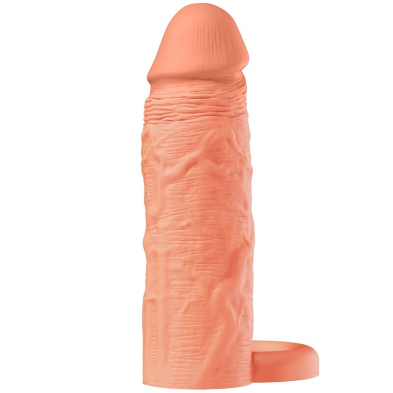 HIDDEN DESIRE - INFERNO FLÜSSIGSILIKON-VERLÄNGERUNGSHÜLSE MIT RING, 18 CM Ø 4,5 CM – HAUTTON