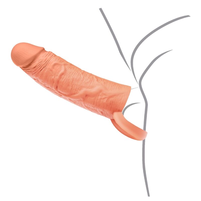 HIDDEN DESIRE - INFERNO FLÜSSIGSILIKON-VERLÄNGERUNGSHÜLSE MIT RING, 18 CM Ø 4,5 CM – HAUTTON – Bild 5