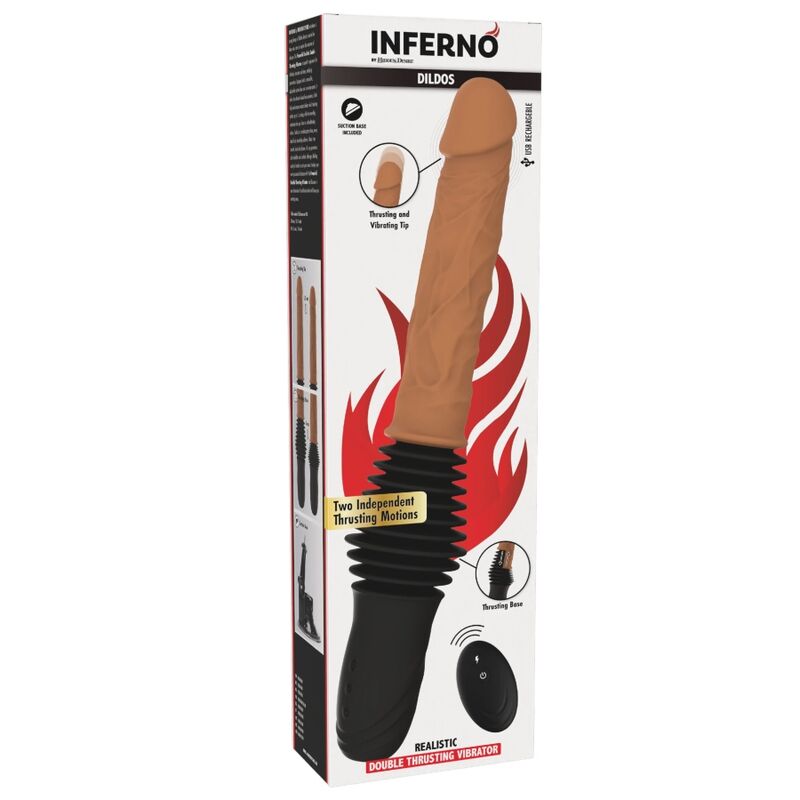HIDDEN DESIRE - INFERNO REALISTISCHER DOPPELSTOSSVIBRATOR MIT FERNBEDIENUNG, 40,5 CM, HELLHAUTTON – Bild 3