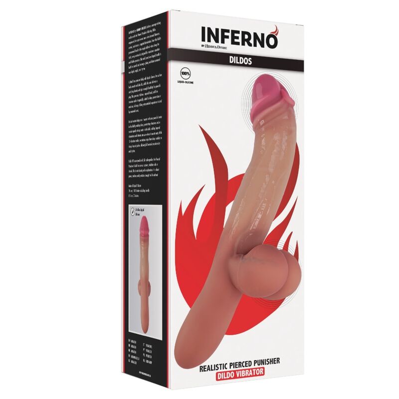 HIDDEN DESIRE - PIERCED PUNISHER: REALISTISCHER VIBRATIONSDILDO AUS FLÜSSIGSILIKON MIT 2 MOTOREN, 26 CM LÄNGE, 5 CM DURCHMESSER, HAUTFARBE. – Bild 6