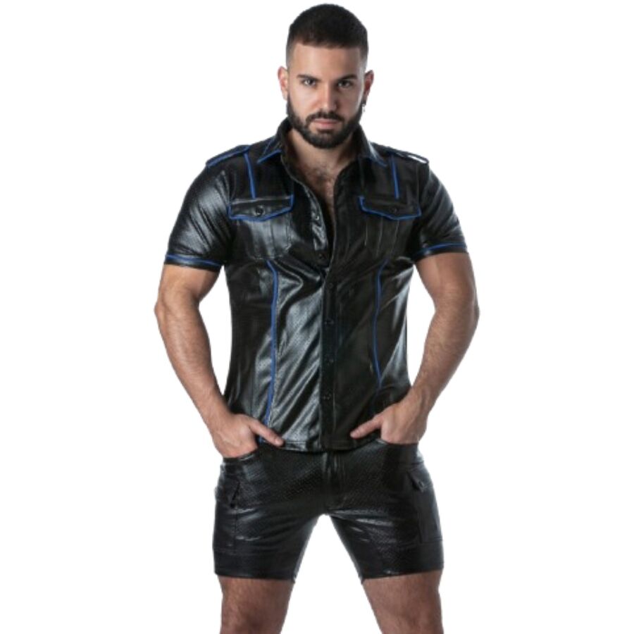 LOCKER GEAR - PUNCH HOLE LEATHERETTE CAMISA BLANCO S