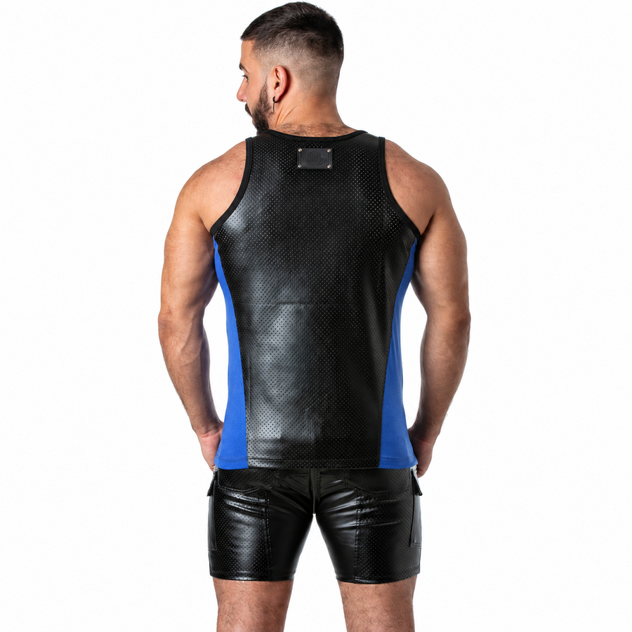 LOCKER GEAR - PUNCH HOLE LEATHERETTE CAMISETA DE TIRANTES AZUL S – Bild 3